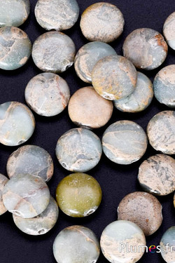 Natursteinperlen - Ø 10 mm, Loch 1 mm - wassergrün-grau-beige